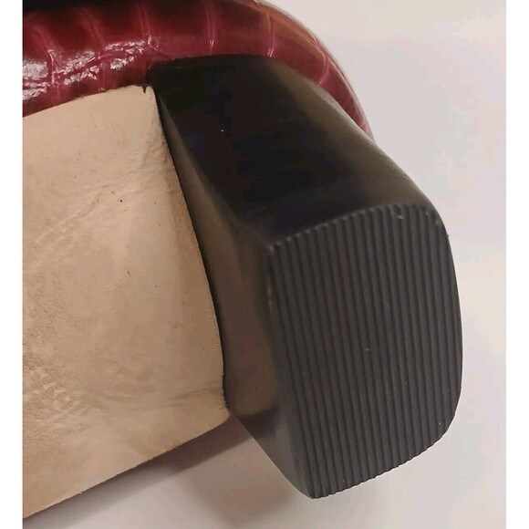 Frances Valentine Sz 9 Mackie Knee High Red/Pink Croc-Embossed Leather Boots - Picture 11 of 16